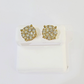10k Yellow gold Flower Earrings with Real 2.09CT diamond screw-bag ,Women studs