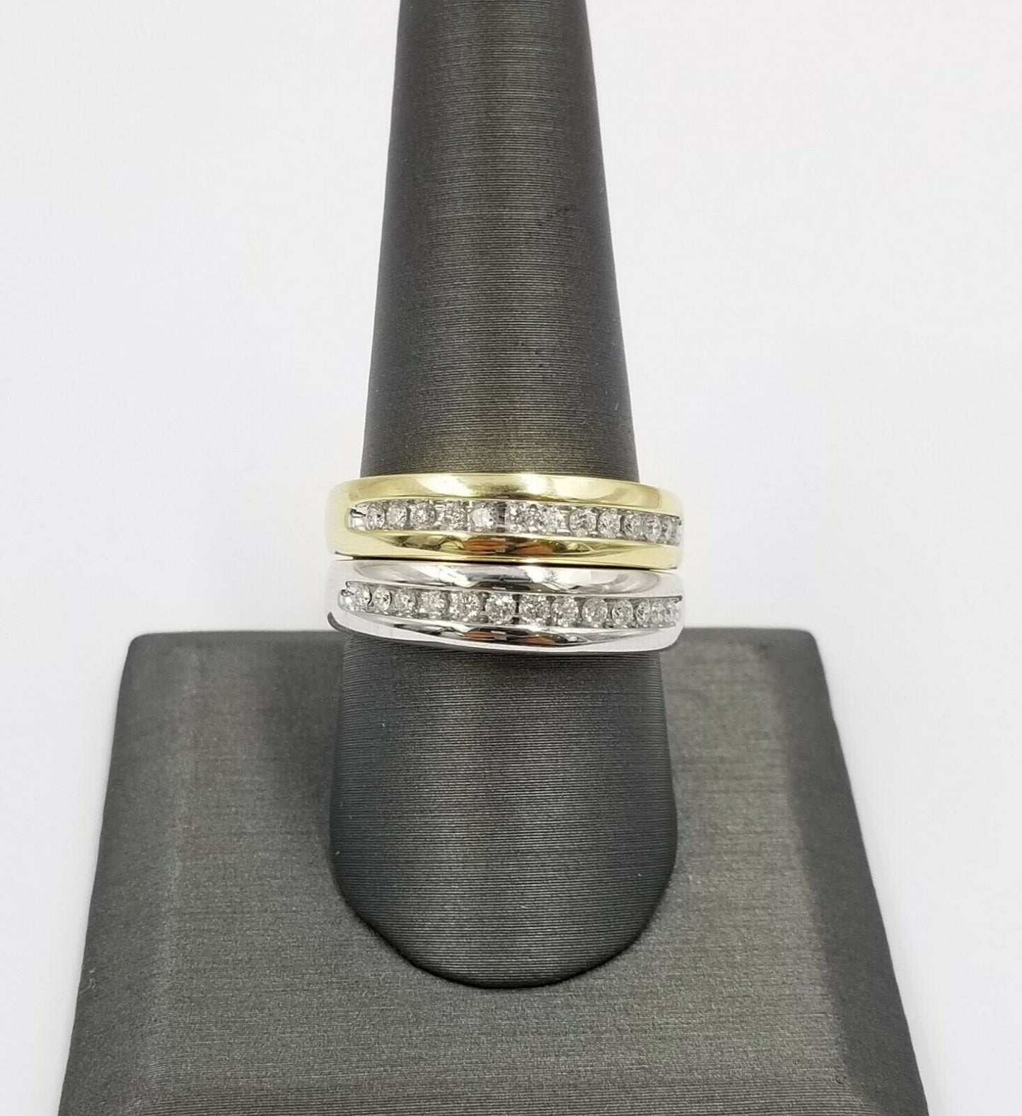 REAL 14k Gold Band Weeding/Engagement Diamond Rings Yellow/White 0.25CT, Sizable