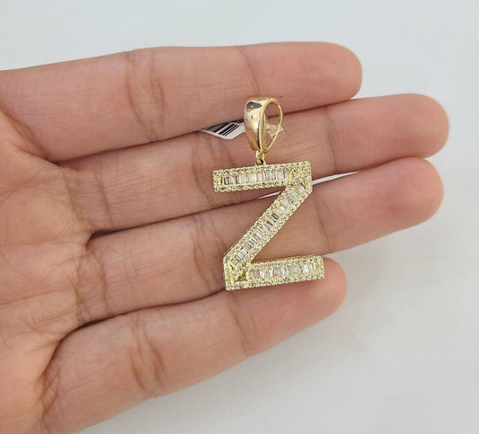 10k Real Yellow Gold Genuine Diamond Alphabet Initial Charm Pendent A-Z