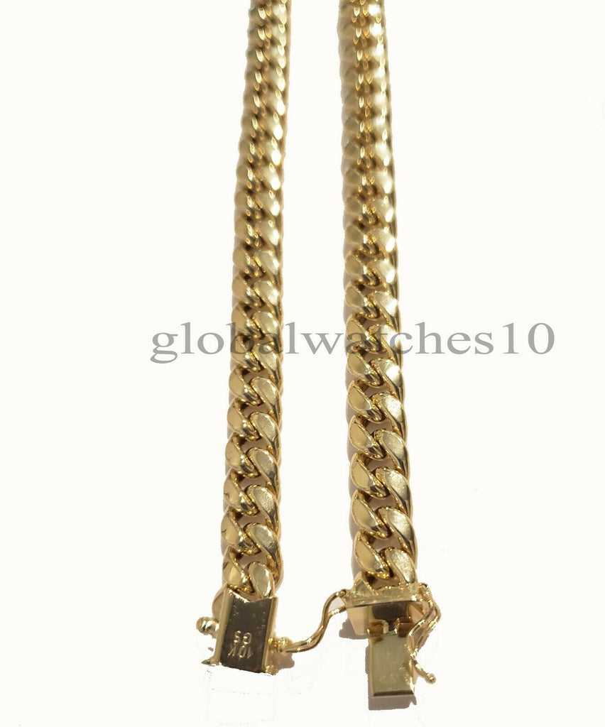10k Yellow Gold Necklace 8mm 30" Miami Cuban Link Chain Box Lock REAL 10kt Oro