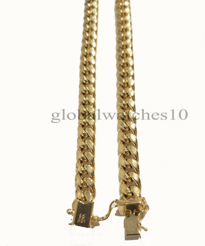 10k Yellow Gold Necklace 8mm 30" Miami Cuban Link Chain Box Lock REAL 10kt Oro