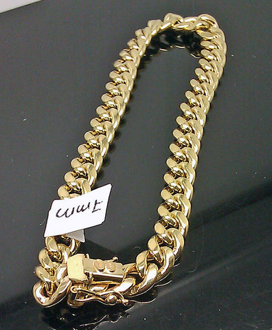 Men Real 10k Yellow Gold 6 mm Miami Cuban Bracelet Box Lock 9 Inch