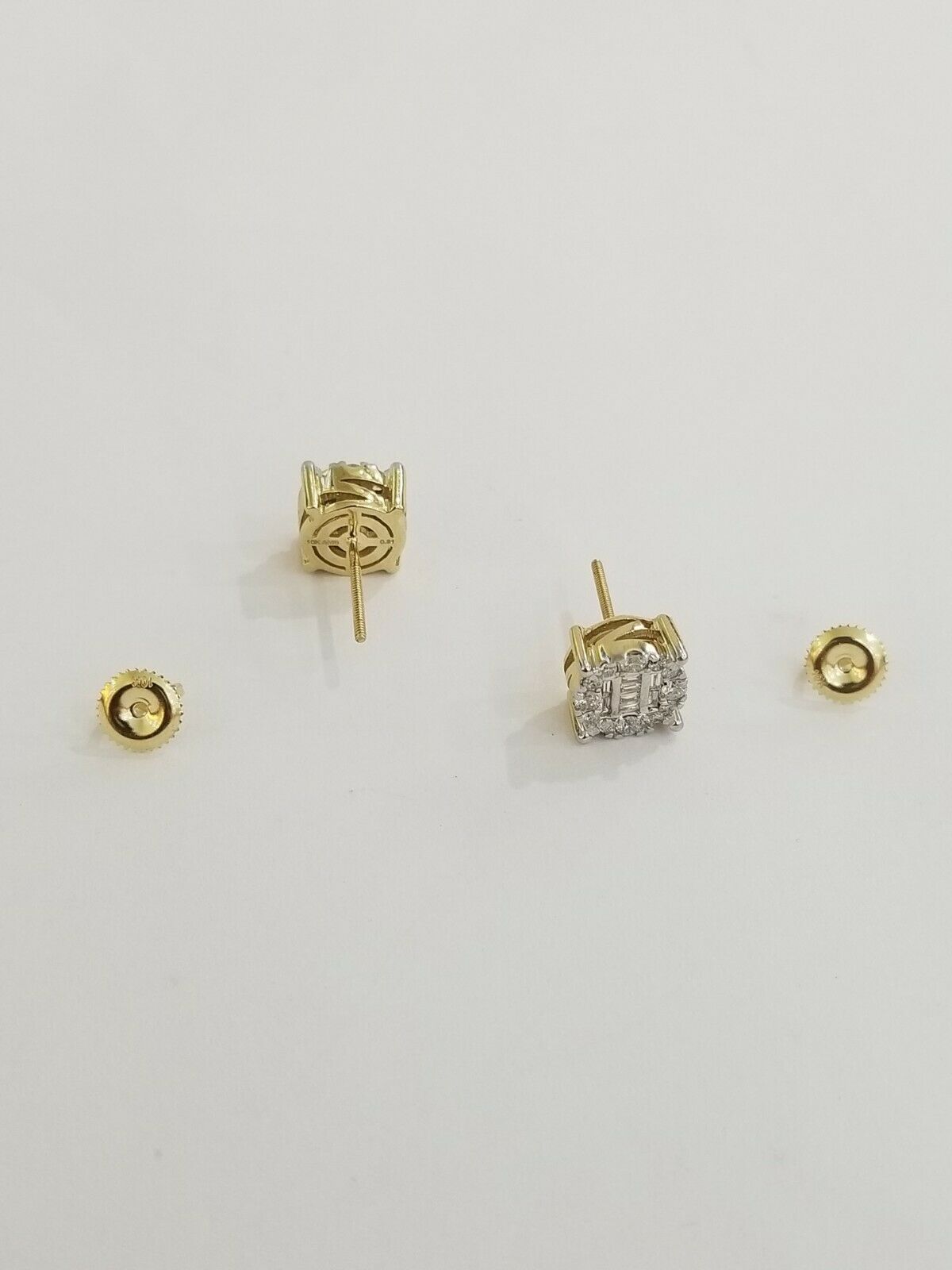 10k Real Yellow Gold Stud REAL Diamond Earring 0.60CT 8mm Screw Back, Men Women