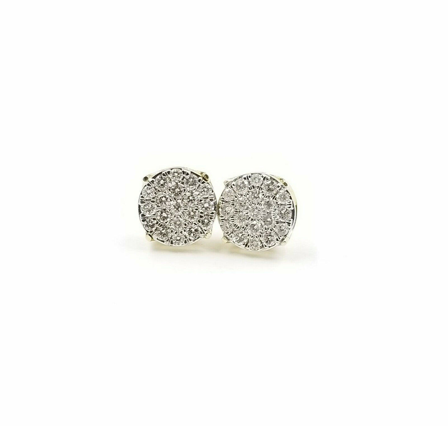 10k Real Yellow Gold Round Stud Diamond Earring 9mm 0.88CT For Women