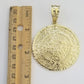 Real 10k Yellow Gold Pendant Circular Mayan Calendar Charm 2.5" SOLID 10kt