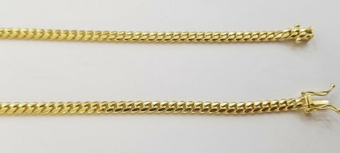 ladies 14k Yellow Gold Necklace Chain Women Cuban link  4mm 18" Box Lock