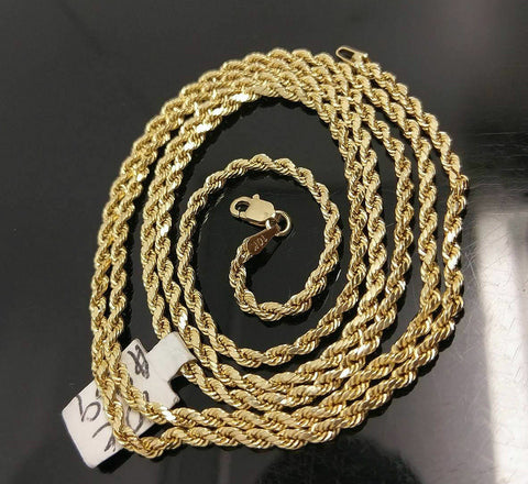 Real 10K Yellow Gold Rope Chain Necklace 26" Inches 3mm Unisex