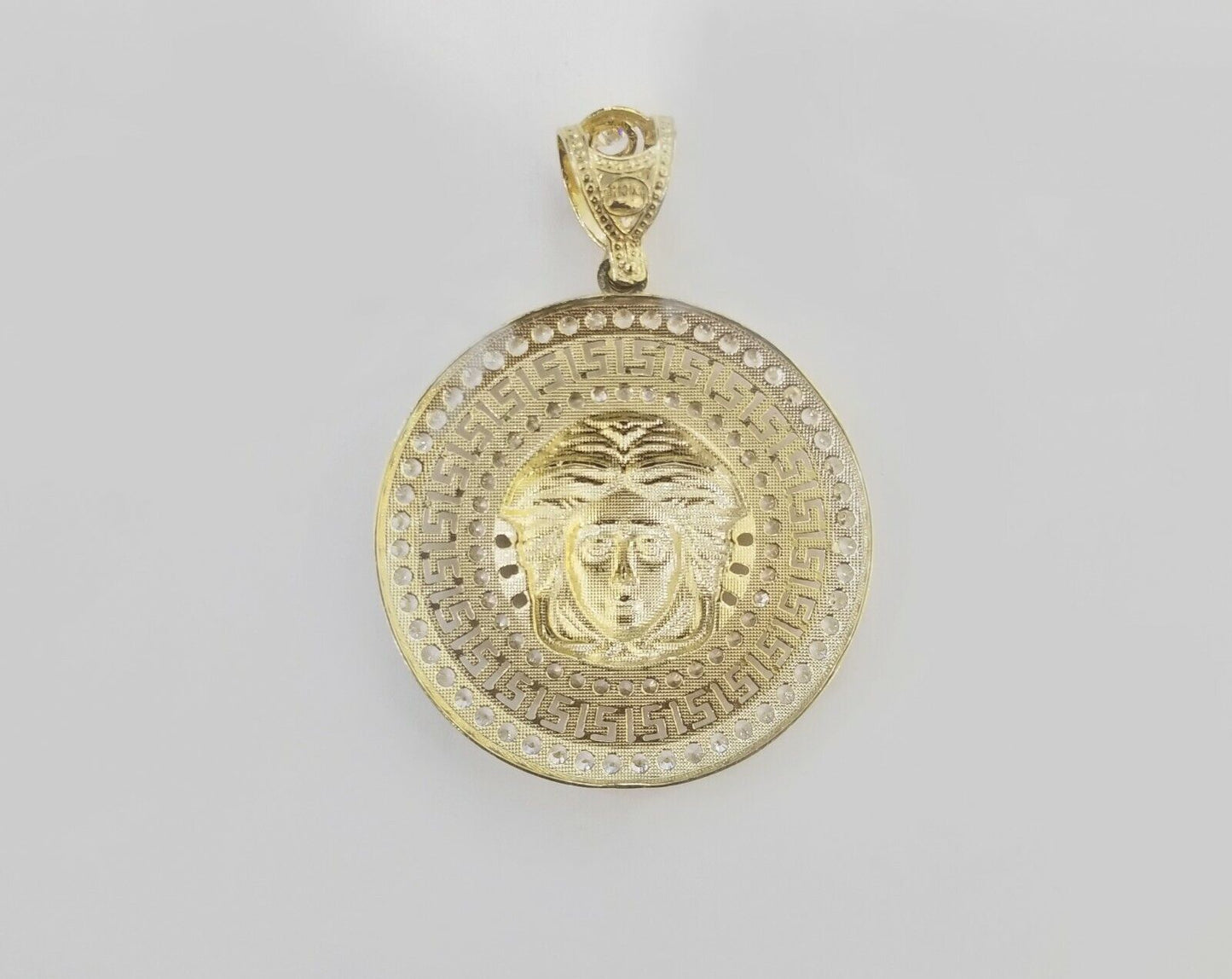 10k Yellow Gold Round Circle Charm Pendant 2 Inches 10kt gold