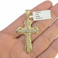 14K Real Yellow Gold Jesus Cross Diamond Cut Pendant Religious Charm