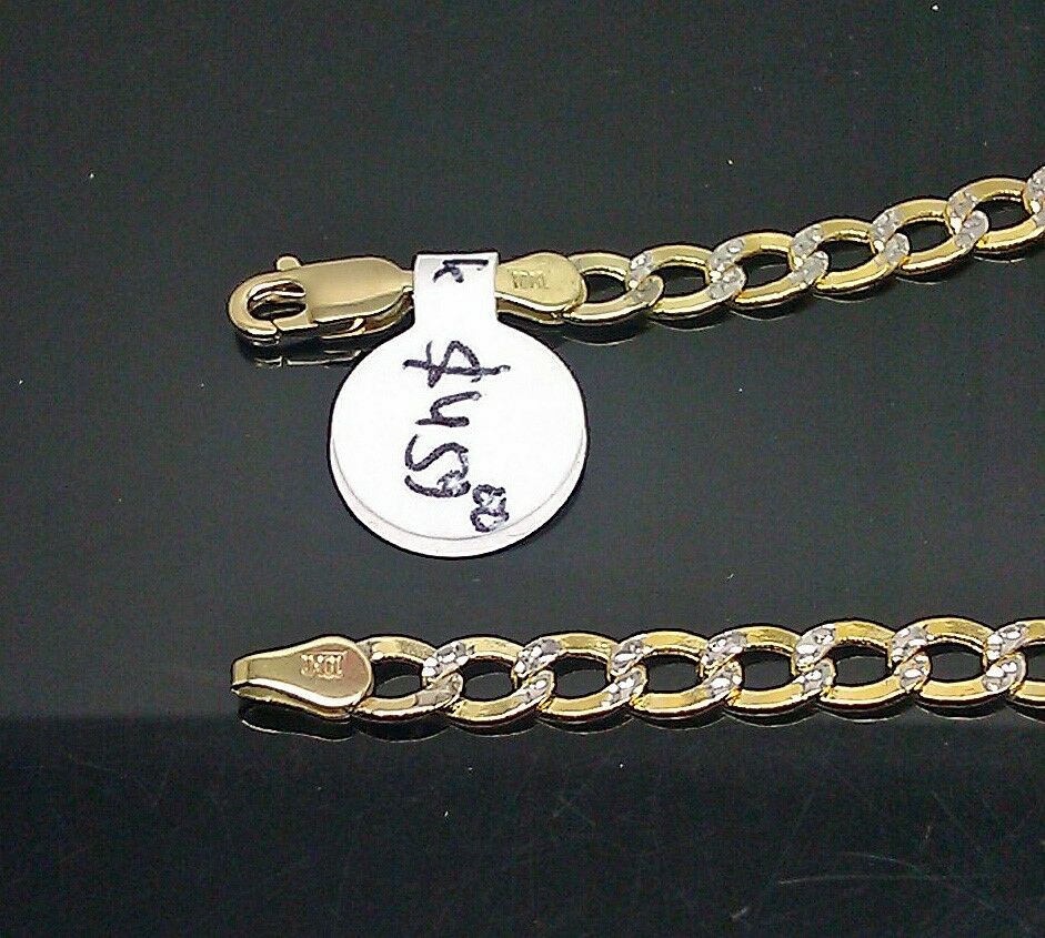 REAL 10K Gold Bracelet Kids ID Bracelet Link Diamond Cut