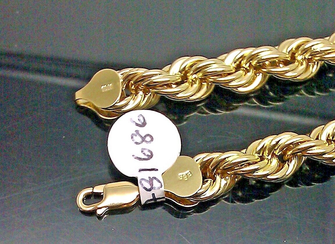 Real 10K Yellow Gold Rope Bracelet 8mm 8 " Long