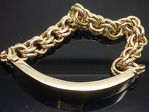 Real 10k Yellow Gold Chino Link ID Bracelet Men 8.5" Box Lock Custom