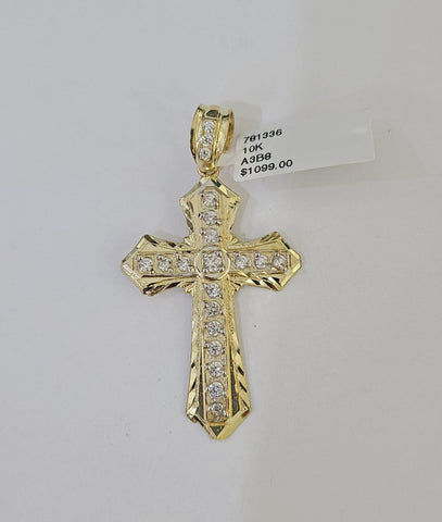 10k Cross Charm Miami Cuban Chain 4mm 22 inch SET Yellow Gold