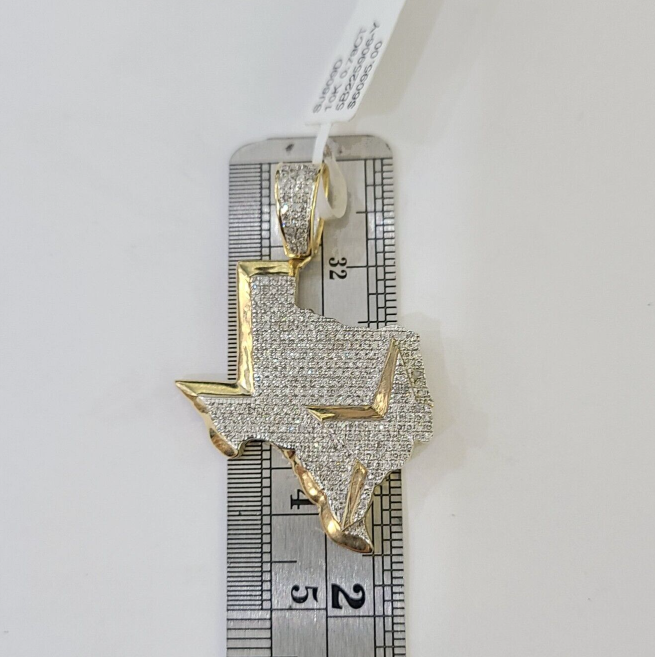 10k Yellow Gold Diamond Texas Map Charm Men Women Pendant Genuine 1.5" Real