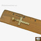 10k Gold Solid Men's Jesus cross Charm, Nugget Design Pendant with Diamond Cut,