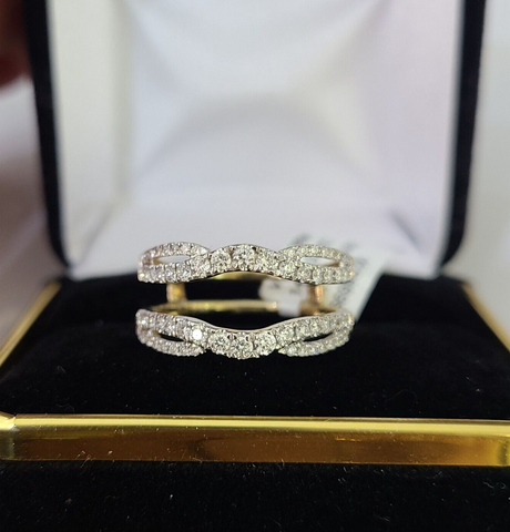 Real 14k Yellow Gold Diamond Ladies Ring Enhancer Guard Wrap Engagement Wedding