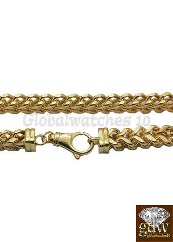 10k Gold Bracelet for Men Franco Bracelet with Lobster Clasp 6mm
