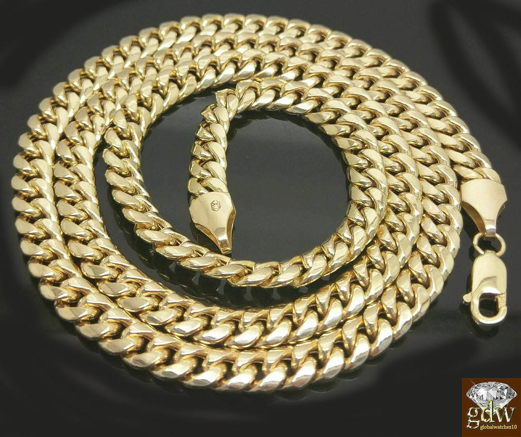 10k Gold Miami Cuban Chain 7mm 29" Necklace Mens REAL 10kt Yellow Gold BOX CLASP