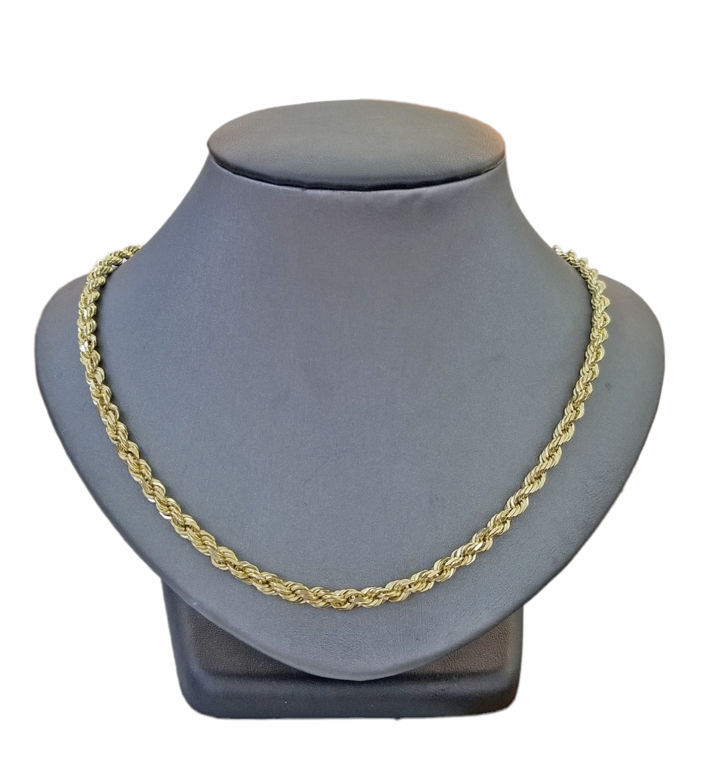 Real 10k Solid Rope Chain Yellow Gold Necklace Diamond Cut 4mm 26" Inch