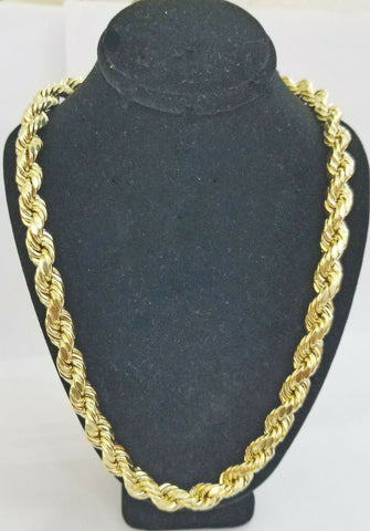REAL10k Yellow Gold Rope Chain 10mm 22" Men's thick necklace 10kt diamond cuts