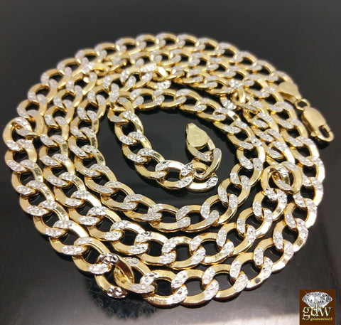REAL 10k Yellow Gold  link Chain Necklace Diamond Cut Cuban 22 24" 26 28 30" Men