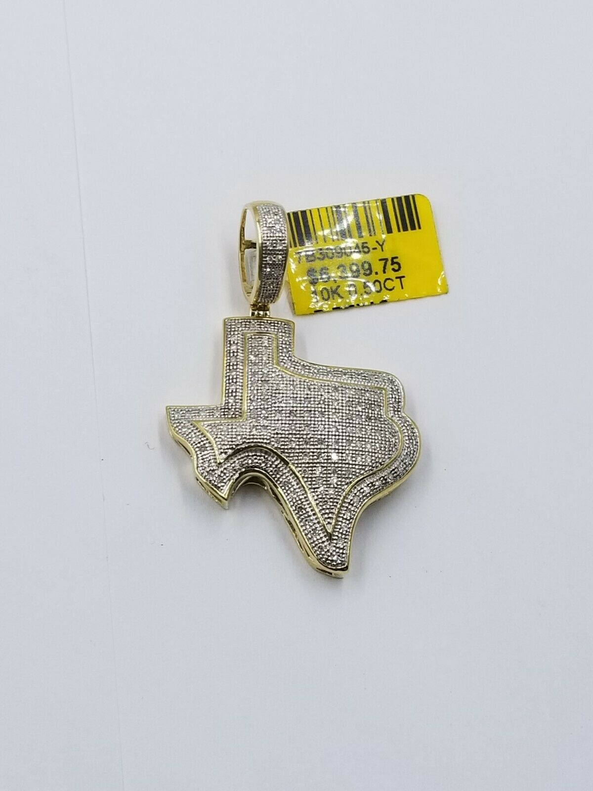 REAL 10k Diamond Pendant Texas Map Charm Genuine 0.50CT Yellow Gold Mens