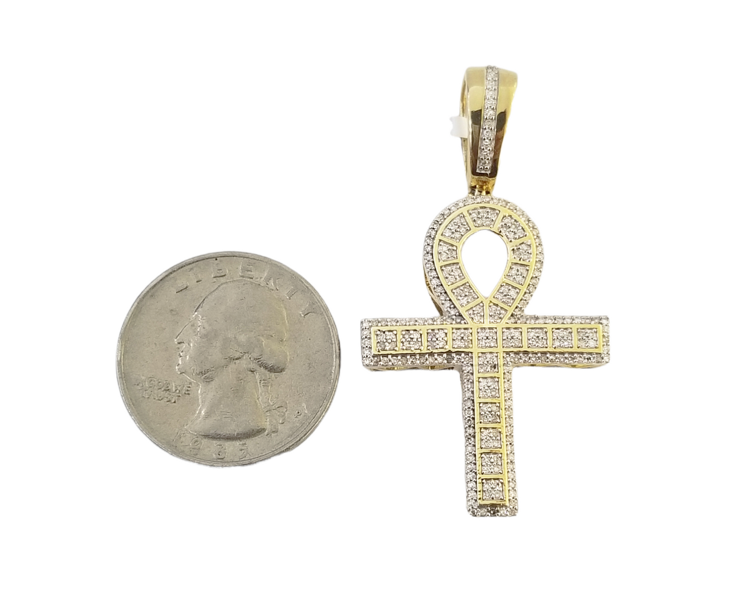 Real 10k Yellow Gold Genuine Diamond Cross Charm Jesus Pendent