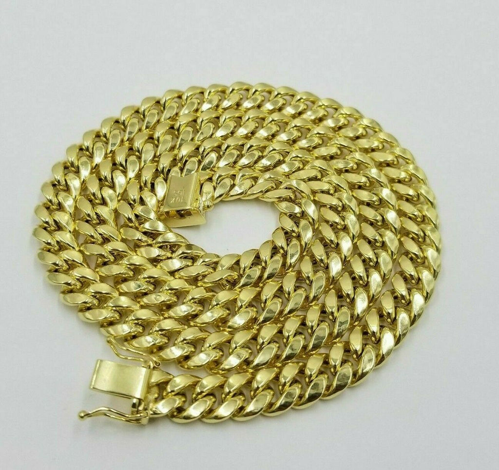 10k Real Gold Miami Cuban chain Necklace 26 Inch 8mm Box lock Strong link