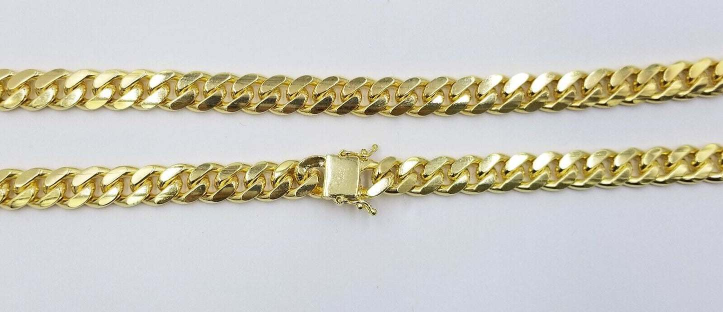 Real Solid Unisex 10k Yellow Gold Miami Cuban Chain 26" Inch Box lock Clasp 11mm