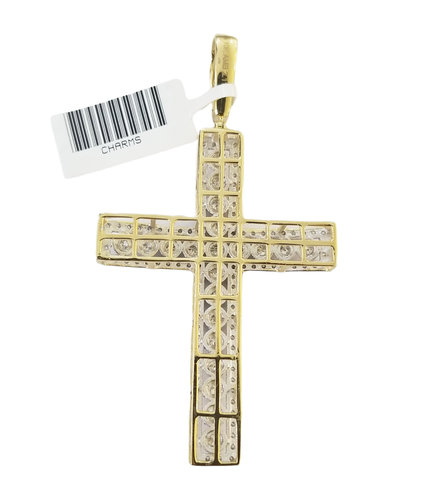 10K Yellow Gold Real Diamond Cross Pendent Religious Jesus Charm