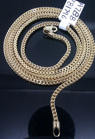 Real 10k Yellow Gold Necklace Franco Box Chain 16 18 20 22 24 26 Inch Men Women