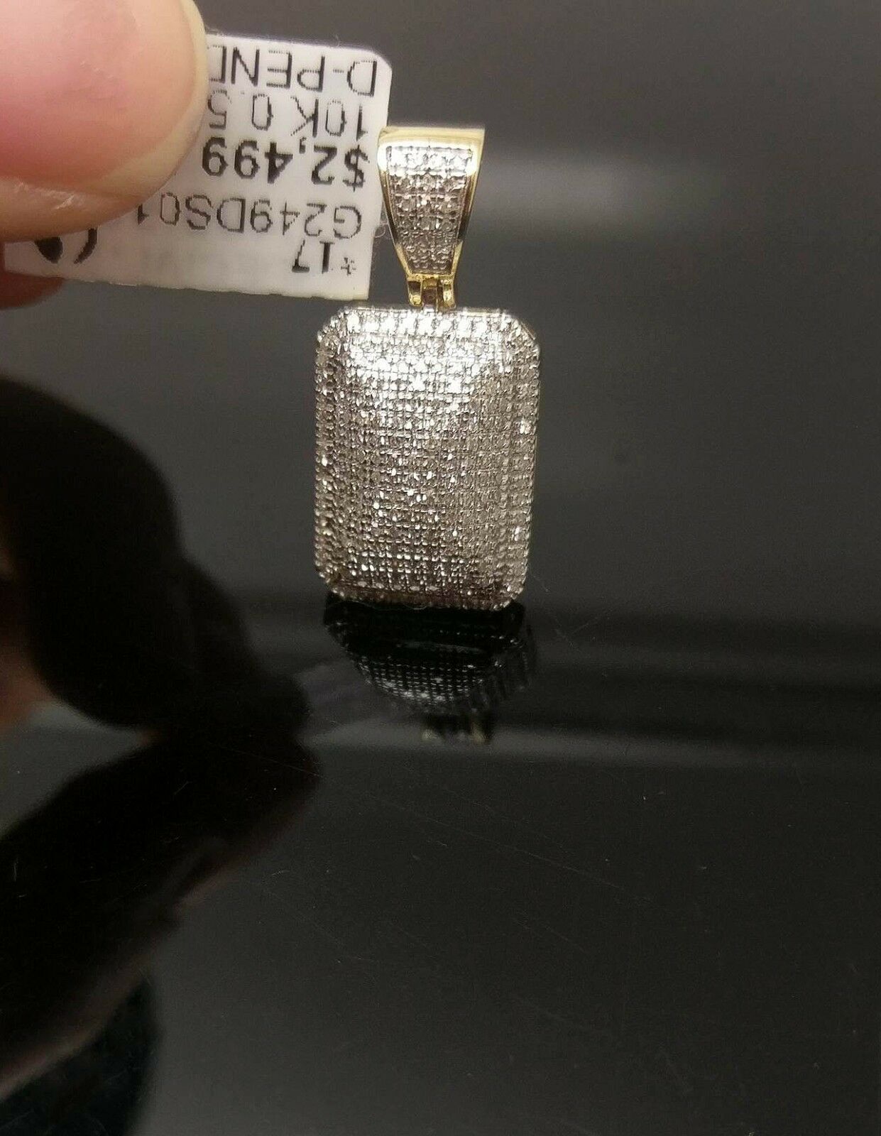 10K Yellow Gold 0.51CT Diamond Dome Charm Pendent With 26" Franco Chain