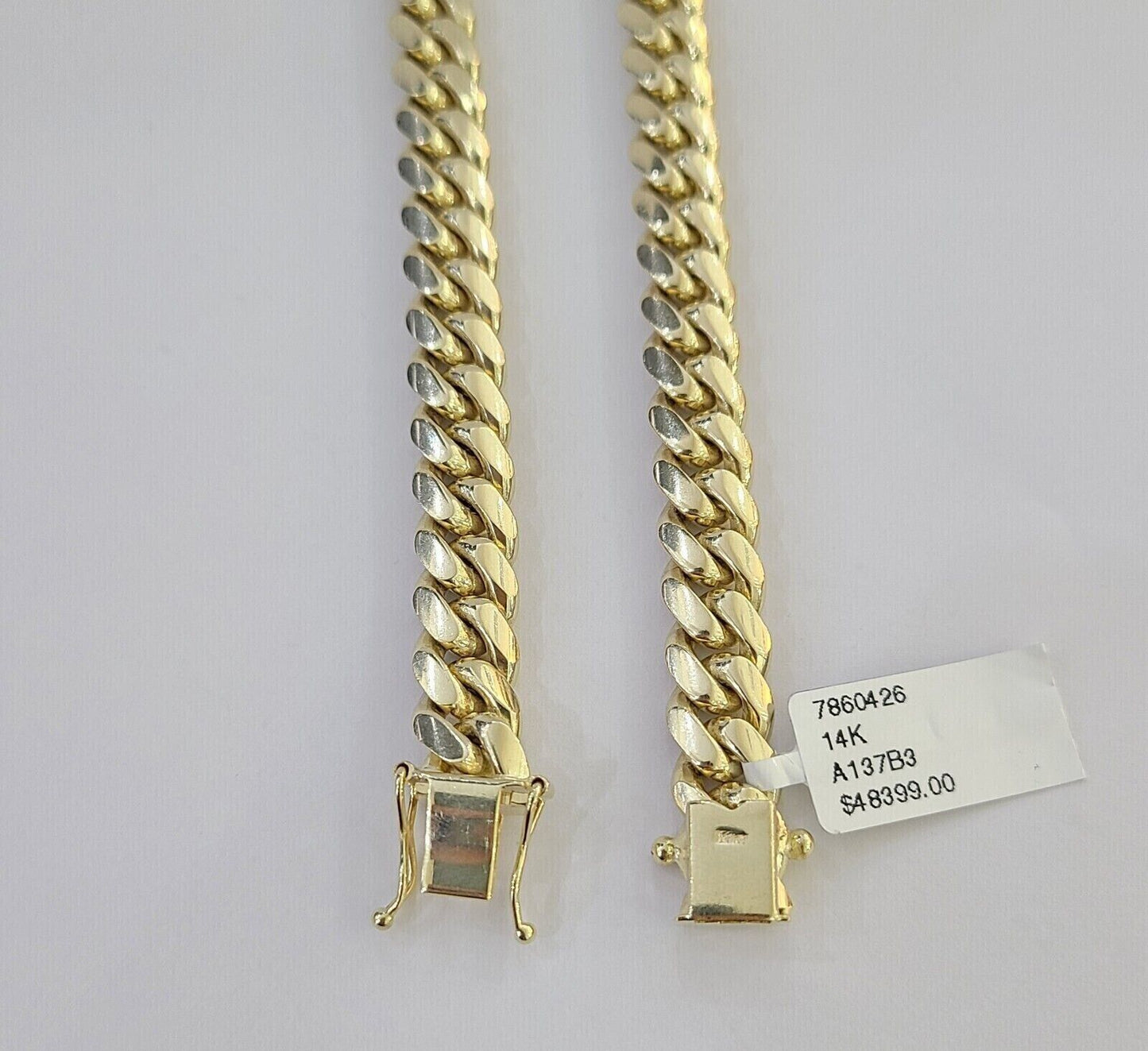 14k Gold 9mm Miami Cuban Link Chain Necklace Solid 14kt Yellow Gold Link 24Inch