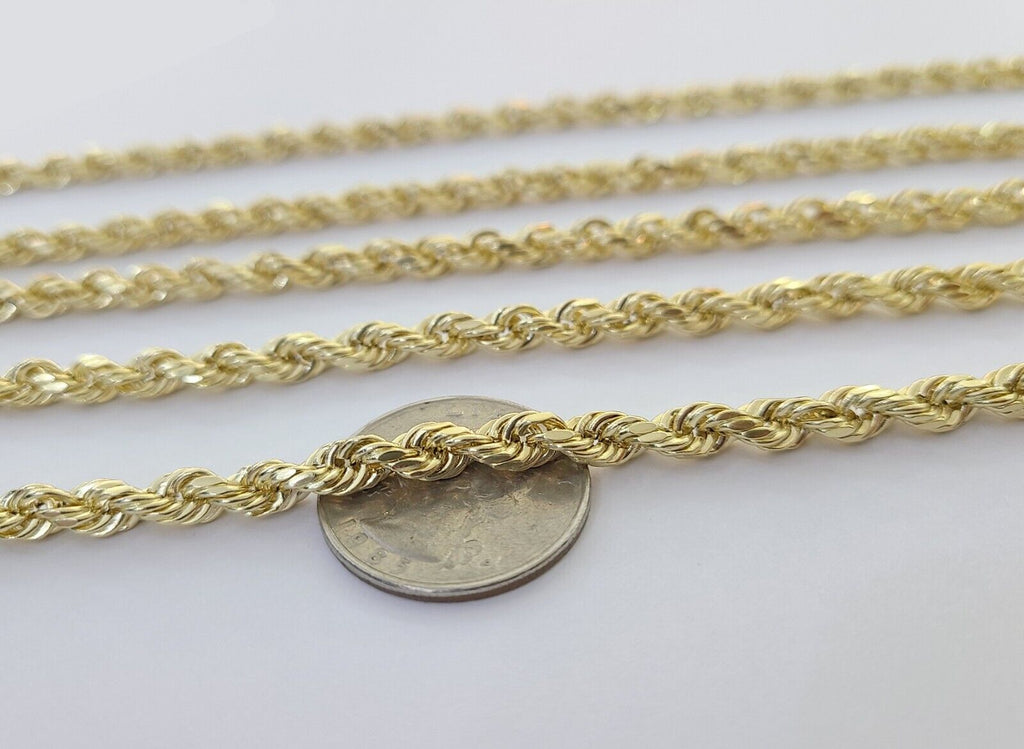14k Yellow Gold 5mm Rope Chain Necklace 20-28 Inch Real Gold