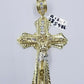 Mens 10k Real Yellow Gold Rope Chain With Crucifix Cross Charm Jesus Diamond cut