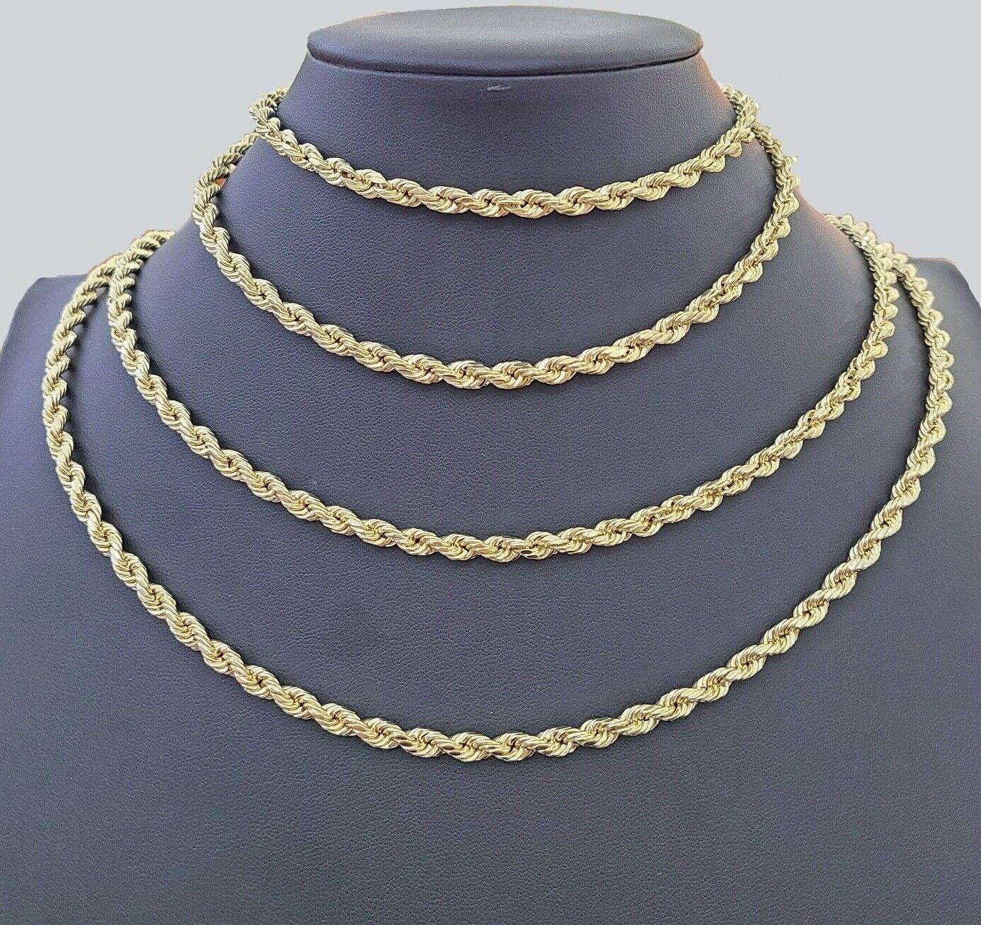 14k Yellow Gold 5mm Rope Chain Necklace 20"-28" Inch Real Gold 14kt All Sizes