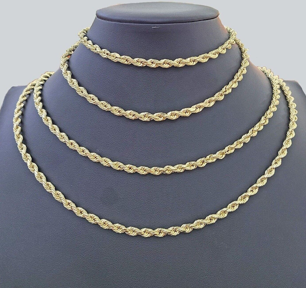 14k Yellow Gold 5mm Rope Chain Necklace 20-28 Inch Real Gold 14kt Al –  Globalwatches10