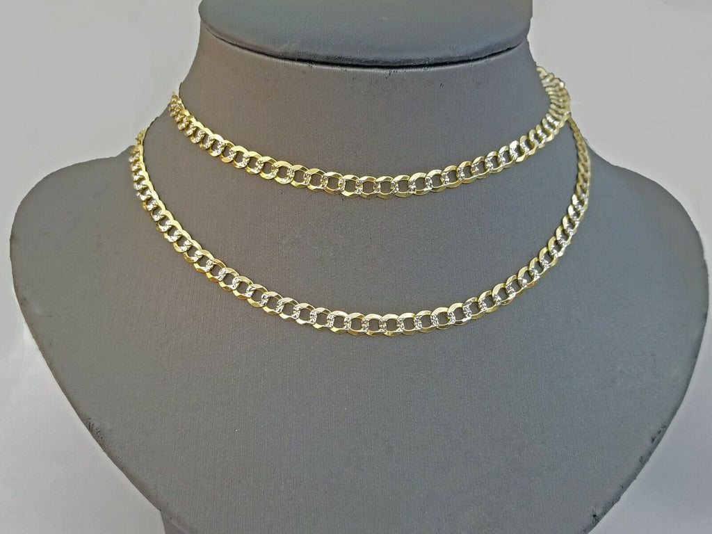 14KT SOLID Yellow Gold Cuban Link Chain Necklace Diamond Cut 5MM 24 Inch