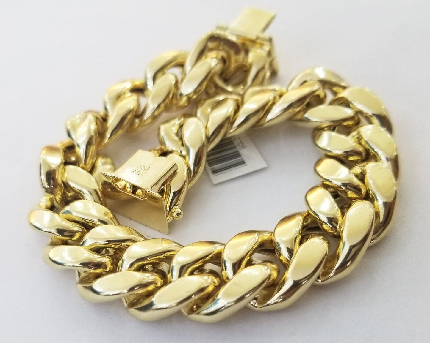 10K Yellow Gold Bracelet 15mm Miami Cuban Link 9" inch Real 10kt Gold Thick,mens