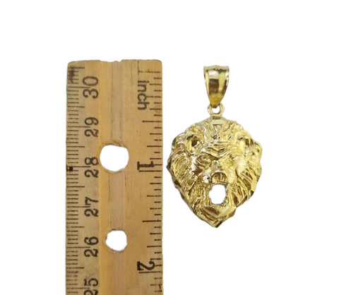 10K Yellow Gold Lion Head Charm Animal Pendent  Real 10kt
