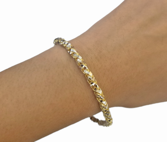 10k Solid Yellow Gold Palm Bracelet 5mm 8" Inch Diamond Cut Real 10Kt