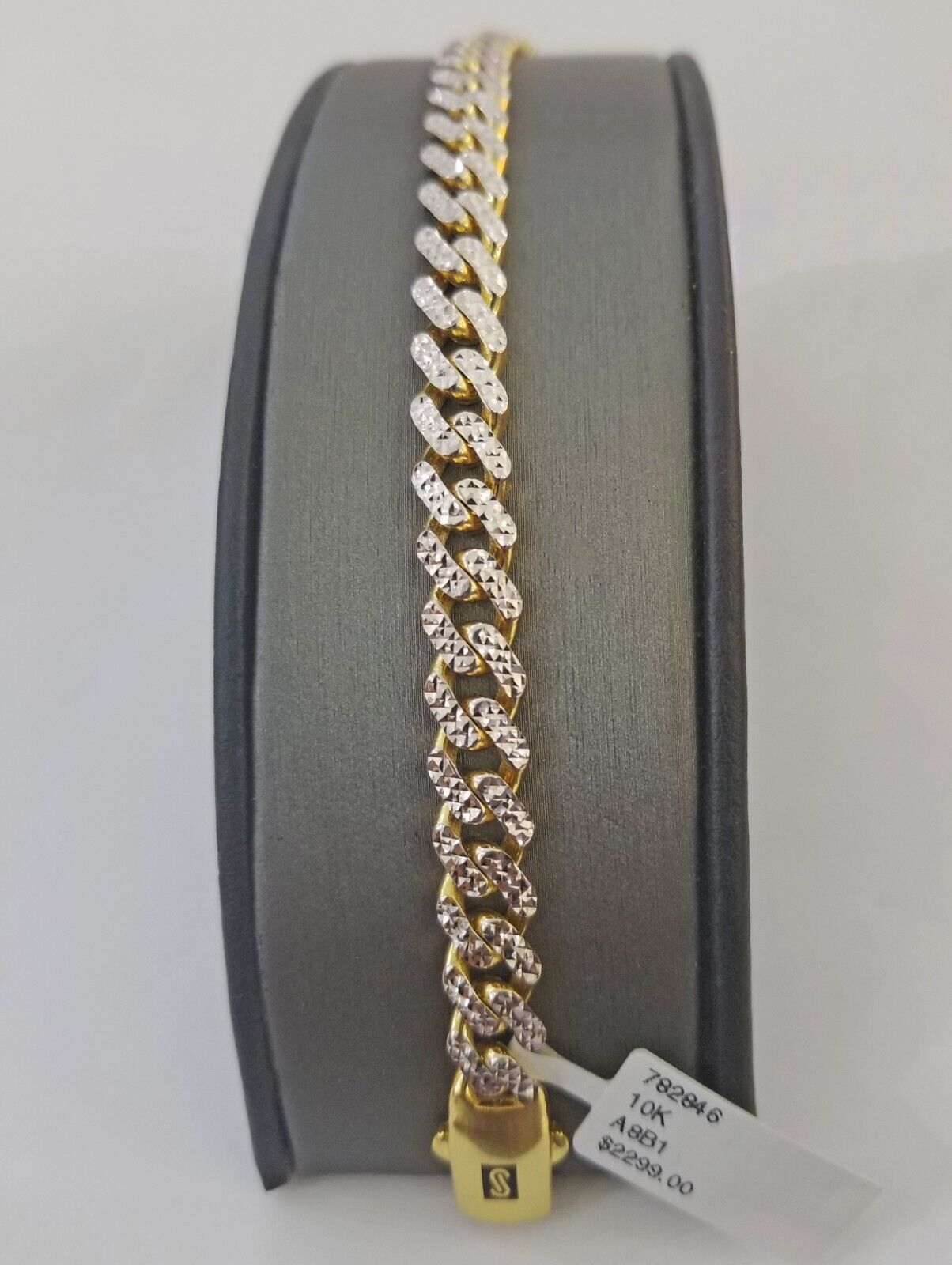 10K Yellow Gold Royal Monaco Cuban Bracelet Diamond Cuts 8" 8mm Real 10kt,Unique