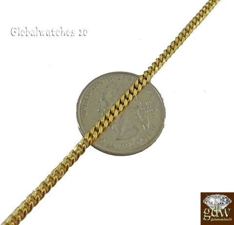 10k Gold Earth Charm Pendant Miami Cuban Chain 22 24 26 28 inch