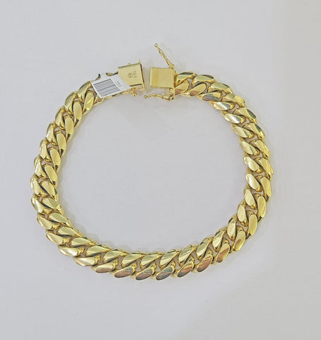 Real 10k Gold Miami Cuban Link Bracelet 10mm 9" Box Lock 10kt Yellow Gold