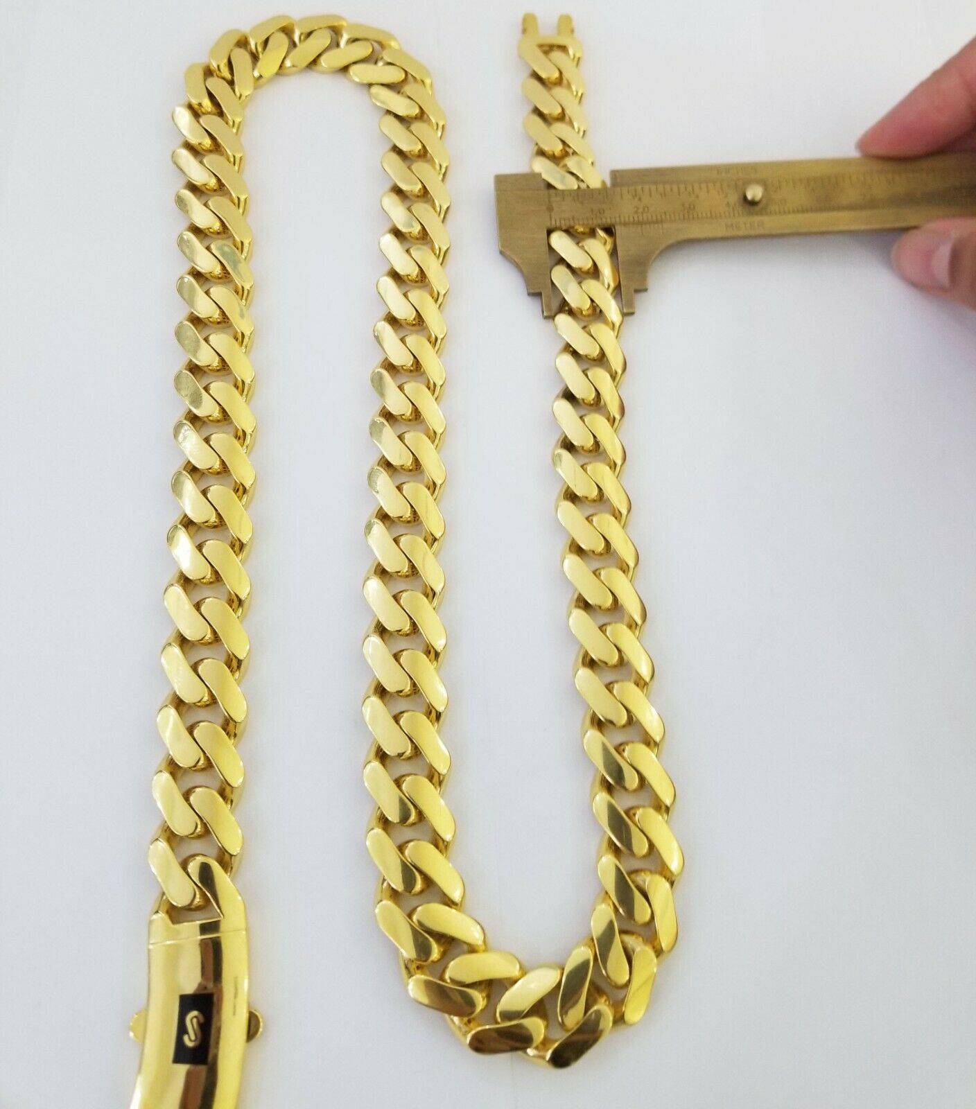 10k Gold Men Royal Monaco Link Chain 26inch 15mm Gold ,10kt Real gold necklace