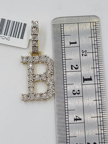 Real 10k Gold & Diamond Letter "B" Initial Alphabet Charm/Pendant 1.25".