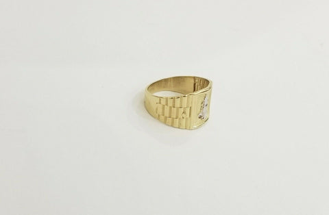 10k Men's yellow Gold prying hand Ring ,Sizable casual gold squared ring 10kt