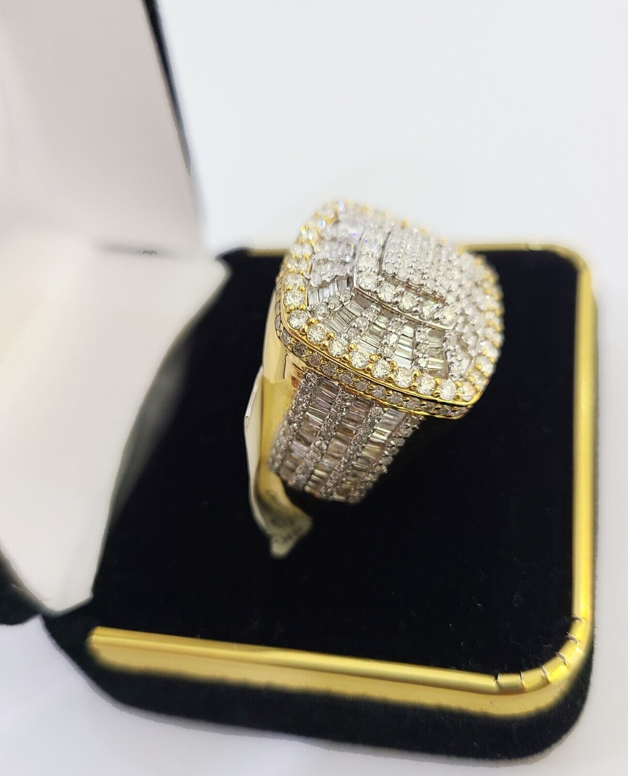 Real 10k Yellow Gold Diamond Mens Ring Band Wedding Genuine Natural