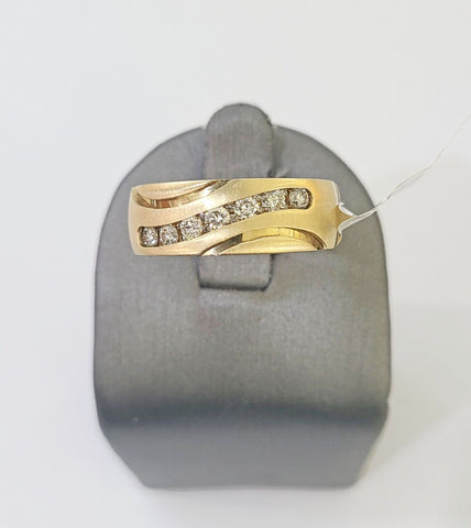 Real 14k Yellow Gold Diamond Mens Ring Band Wedding Engagement Genuine Natural