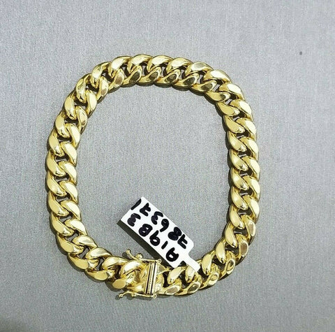 Real 10K Yellow Gold Miami Cuban Bracelet 9" 9mm Box Clasp Men 10k Link